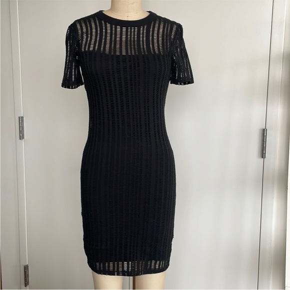 T Alexander Wang Woman’s Sheer Laser Cut Black Bodycon Whimsigoth Mini Dress S - Picture 3 of 16